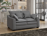 English Elm 2 Pieces Sofa Couch 3-Seater and Loveseat With Pillows Polyester Upholstered Duck Down Filled Cushion Sofa Set For Living Room Apartment,Grey