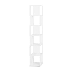 English Elm 6 tier Rotating Bookshelf with 360° Spin, Large Capacity Wood Veneer & Acrylic Shelves for Compact Spaces White W409P167478