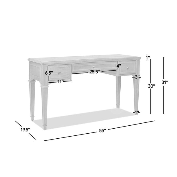 English Elm Jennifer Taylor Home - Dauphin 55" Executive Desk In Natural Brown Rubber Wood - Elegant Design With 3 Soft-Close Drawers B2719P238478