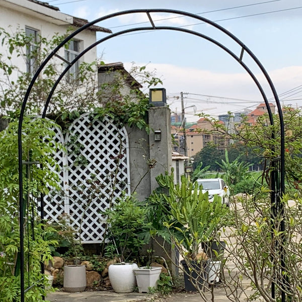 English Elm Garden Arch Arbor Trellis With Gate - Durable Metal Design For Climbing Plants, Weddings & Patios W840P321539