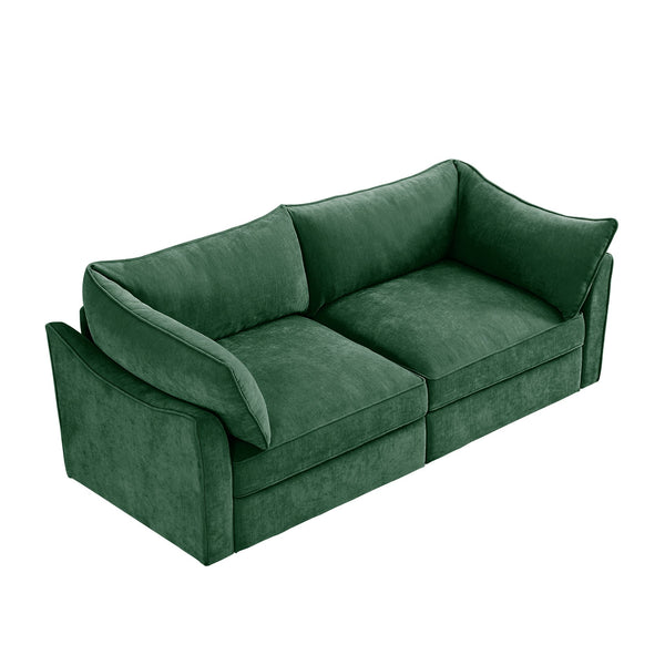 English Elm 2 Seater Sofa With Chic Crescent Armrests, Storage Drawers & Soft Chenille Fabric For Small Spaces W3041S00182
