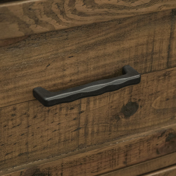 English Elm Wallace & Bay - Brown Rustic 5-Drawer Chest in Caramel Wood Finish — Space-Saving, Low-Maintenance Storage for Bedroom B361P384478