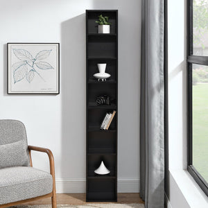 English Elm 8-Tier Media Tower Rack with Adjustable Shelves, Slim Tall Narrow Storage Cabinet for Home Office Organization Black W487P318935