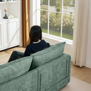 English Elm Modular L-Shaped Sectional Sofa, 102 Inch Mint Green Chenille Couch With Removable Ottoman & Comfort W1359S00032