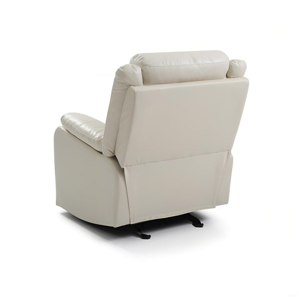 English Elm Glory PU Reclining Loveseat with Channel Tufted Back for Lumbar Support and Compact Spaces Comfort Off White 26 L x 33 W x 30 H B078108418