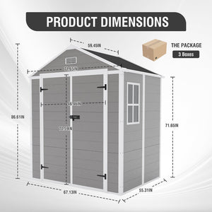 English Elm Campcraft 6x5 Ft Resin Outdoor Storage Shed with Uv Resistant Pp Panels and Lockable Door W1598S00021