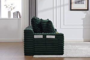 English Elm Oversized Corduroy Cloud Couch Convertible Sleeper Sofa with Memory Foam Seating Emerald W395S00120
