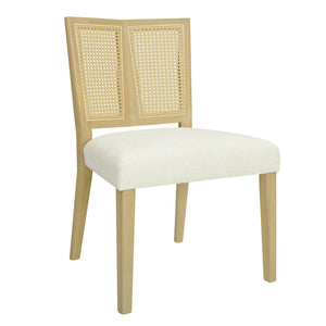 English Elm Christopher Knight Home® - Rattan Mid-Century Dining Chair Set of 2 with Woven Cane Back, Upholstered High-Density Seat Cushion Beige,Natural Ash N771P254006A