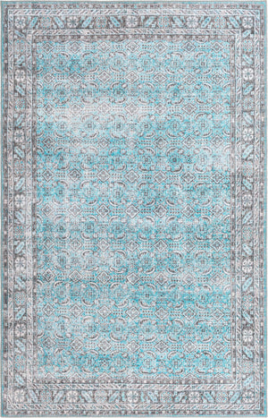 Unique Loom Timeless Matthew Machine Made Overdyed Rug Blue, Black/Ivory 5' 1" x 8' 0"