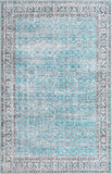 Unique Loom Timeless Matthew Machine Made Overdyed Rug Blue, Black/Ivory 5' 1" x 8' 0"