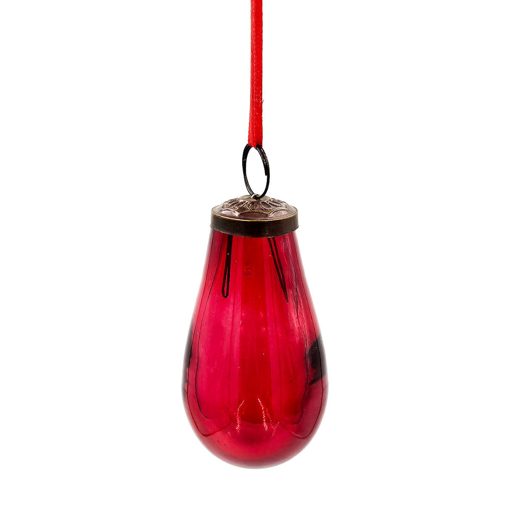 English Elm 2" Luster Tear Drop Ornament Set of 12 — Sleek Glass Holiday Hanging Decor with Brass Accent for Parties Blue W2078P247914