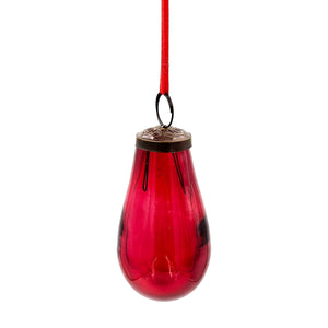 English Elm 2" Luster Tear Drop Ornament Set of 12 — Sleek Glass Holiday Hanging Decor with Brass Accent for Parties Red W2078P247915