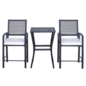 English Elm Outsunny 3-Piece Patio Bar Set With Cushions - Stylish Rattan Wicker Outdoor Bistro Furniture Set W2225P217539-GIGA