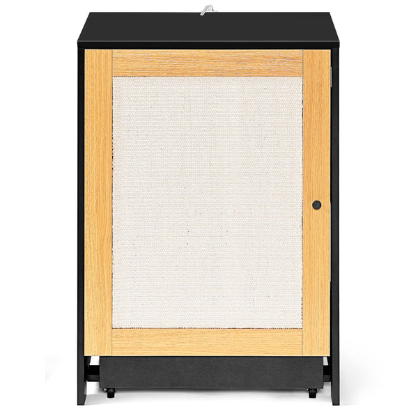 English Elm Cat Litter Box Enclosure Modern Black Litter Cabinet with Sisal Scratching Door, Wheels & Storage W1687P356622