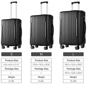 English Elm Luggage Set 3 Piece Abs Hard Shell Expandable Suitcase with Tsa Lock Spinner Wheels Black N730P296765B