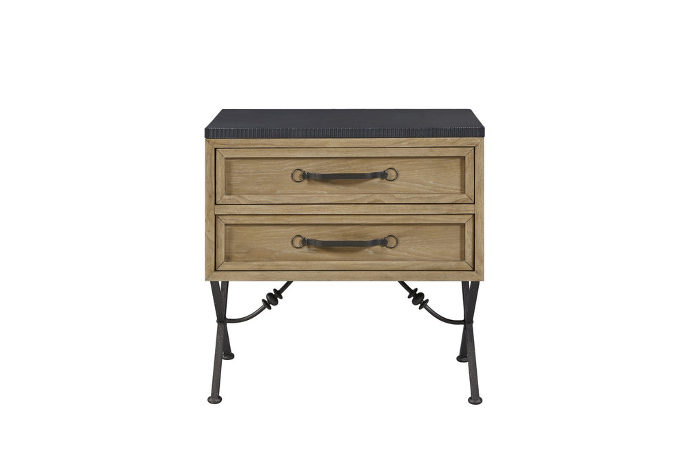 English Elm 2 Drawer Nightstand Cashew Finish with Felt Cedar Lining and Usb Charging Port B2699P440895