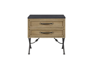 English Elm 2 Drawer Nightstand Cashew Finish with Felt Cedar Lining and Usb Charging Port B2699P440895