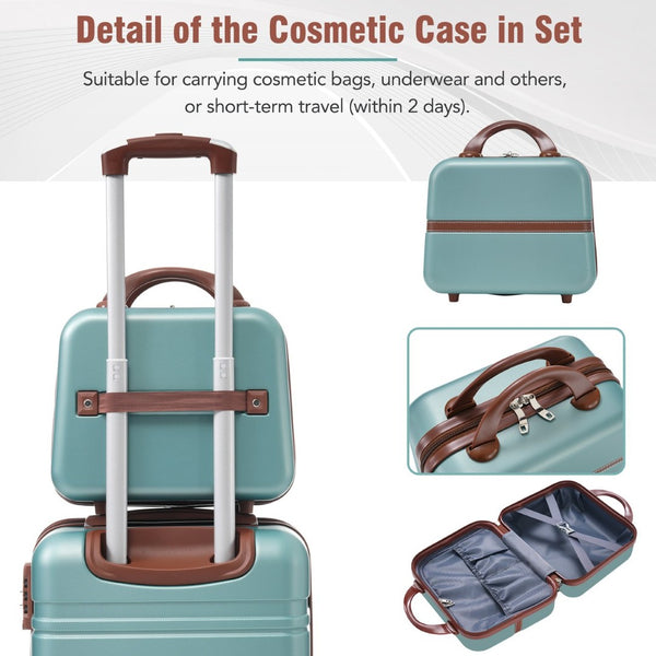 English Elm Hardshell Abs Spinner Luggage Set Four Piece Expandable Tsa Lock Travel Suitcases Green N732P170218M
