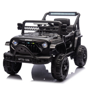 English Elm 12v Kids Electric Ride on Truck with Parental Remote Four Wheel Suspension and Led Lights Black W1578P187459