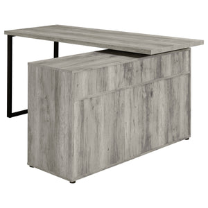English Elm Corrado Grey Driftwood L-Shape Office Desk with Storage Drawers Shelves Coastal Rustic Charm Delight B062P333429