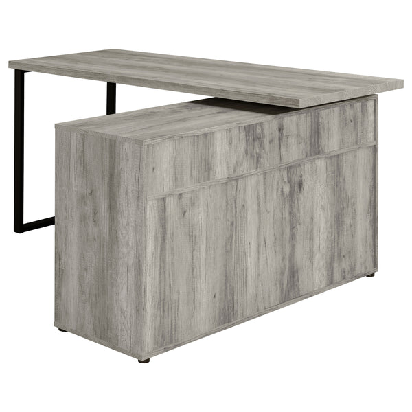 English Elm Corrado Grey Driftwood L-Shape Office Desk with Storage Drawers Shelves Coastal Rustic Charm Delight B062P333429