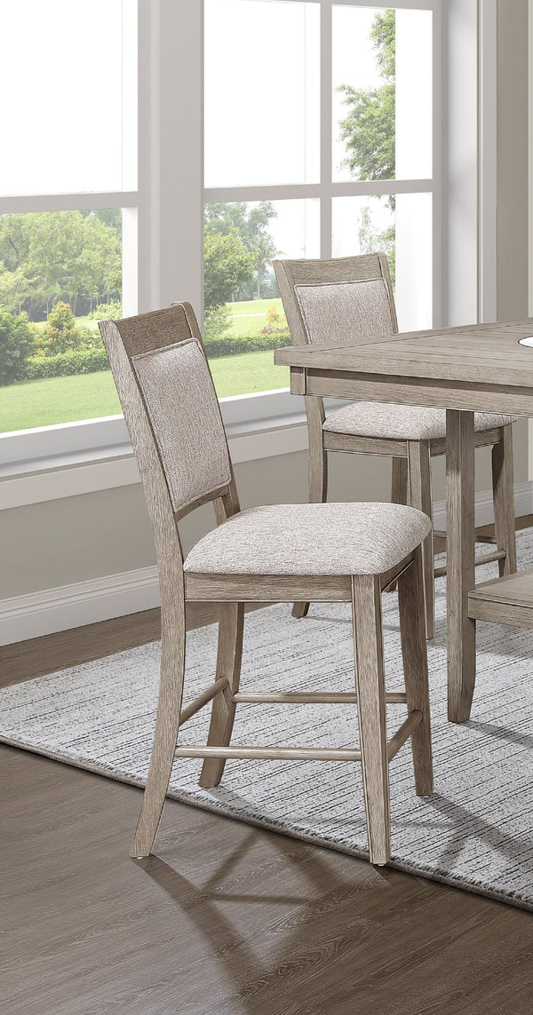 English Elm Farmhouse Counter Height Chairs Set of 2 — Upholstered Grey Back & Seat, Wooden Frame, Footrest Comfort B011P240371