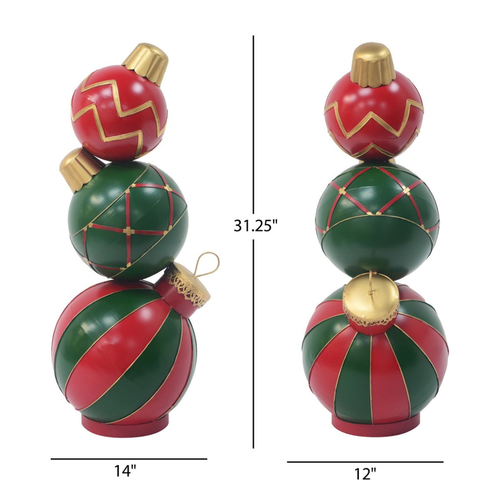 English Elm Classic Iron Stacked Ball Holiday Sculpture Festive Tiered Mantel Accent Decor N769P182297R