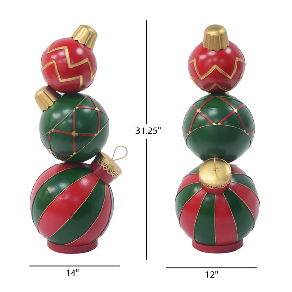 English Elm Classic Iron Stacked Ball Holiday Sculpture Festive Tiered Mantel Accent Decor N769P182297R