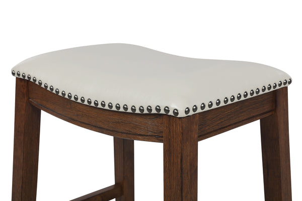 OSP Home Furnishings 24" Saddle Stool - Set of 2 Cream / Dark Walnut