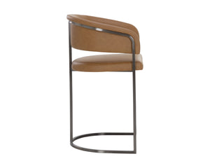Sunpan Marris Barstool: Modern Elegance Meets Timeless Design in Luxurious Faux Leather and Steel Finish Gunmetal / Milliken Cognac