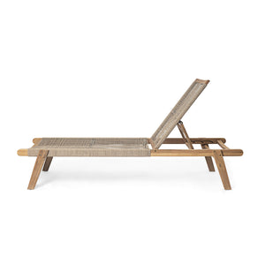 English Elm Christopher Knight Home® - Catania Teak+Beige Outdoor Rope Chaise Lounge Set of 2 – Acacia Wood Frames, 4-Position Adjustable, Weather-Resistant Comfort N775P203284G