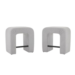 English Elm Christopher Knight Home® - 24'' Boucle stool with inverted U design, cozy loop-pile seating, durable rubberwood footrest, modern set of 2 Grey N780P187017G