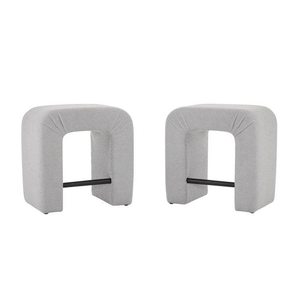 English Elm Christopher Knight Home® - 24'' Boucle stool with inverted U design, cozy loop-pile seating, durable rubberwood footrest, modern set of 2 Grey N780P187017G