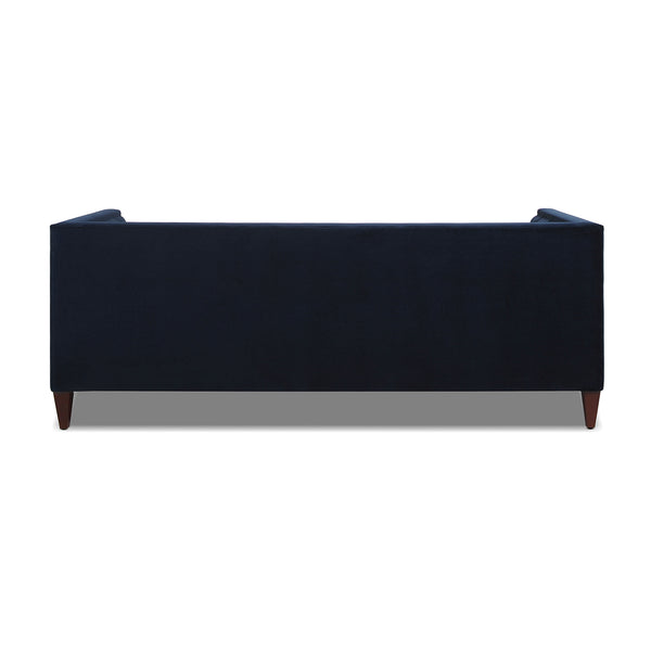 English Elm Jennifer Taylor Home - Jack 84" Modern Tuxedo Tufted Sofa in Plush Velvet with Shelter Arms, Reversible Cushions, Pillows Dark Navy B2719P238407