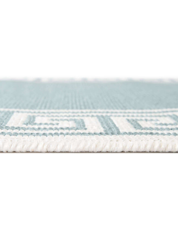 Unique Loom Outdoor Coastal Caye Machine Made Border Rug Aqua, Ivory/Gray/Green 7' 1" x 7' 1"
