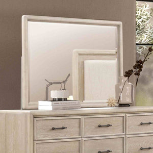 English Elm Oak Veneer Eight Drawer Dresser with Mirror Rubberwood Transitional Bedroom Storage B2741S00854