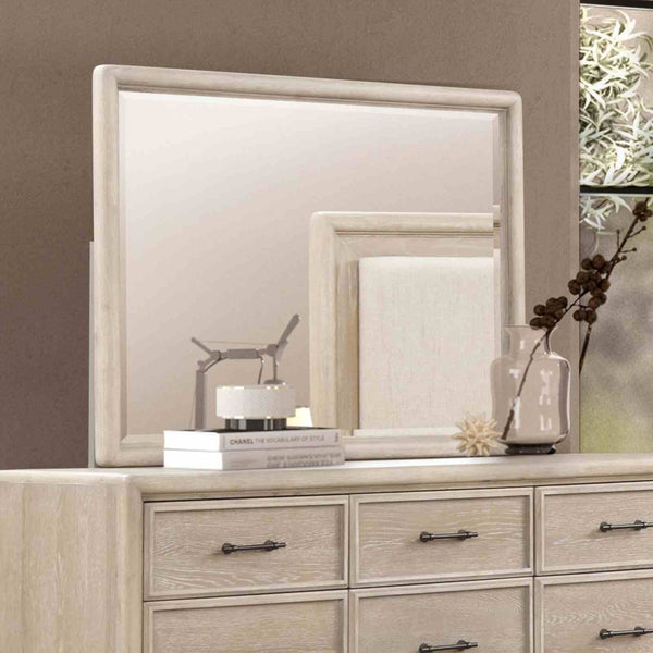 English Elm Oak Veneer Eight Drawer Dresser with Mirror Rubberwood Transitional Bedroom Storage B2741S00854