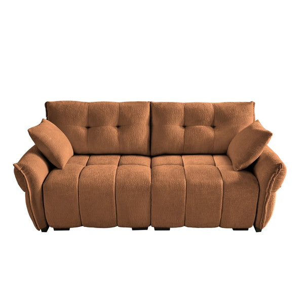 English Elm Premium Chenille Two Seater Sofa Tufted Arms Ergonomic Foam Living Room Lounge Burnt Orange W714S01659