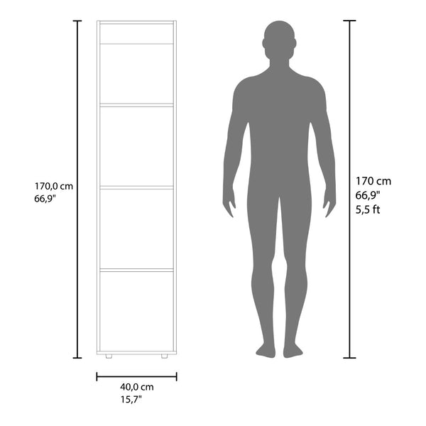 English Elm Deftones Tall Narrow Wenge Cabinet Four Shelves Slim Floor to Ceiling Bedroom Storage B128P485412