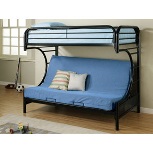 English Elm Kenston Twin/Futon Bunk Bed Metal Frame Black — Space-Saving Twin Over Full Sofa Converts to Bed B062P340725