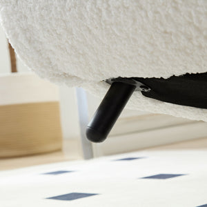 English Elm Modern Boucle Accent Chair Beige - Plush Sherpa Upholstered Armchair, Solid Wood Legs, Cozy Sponge Cushion, Stylish Living Room Statement Piece W2582P179714