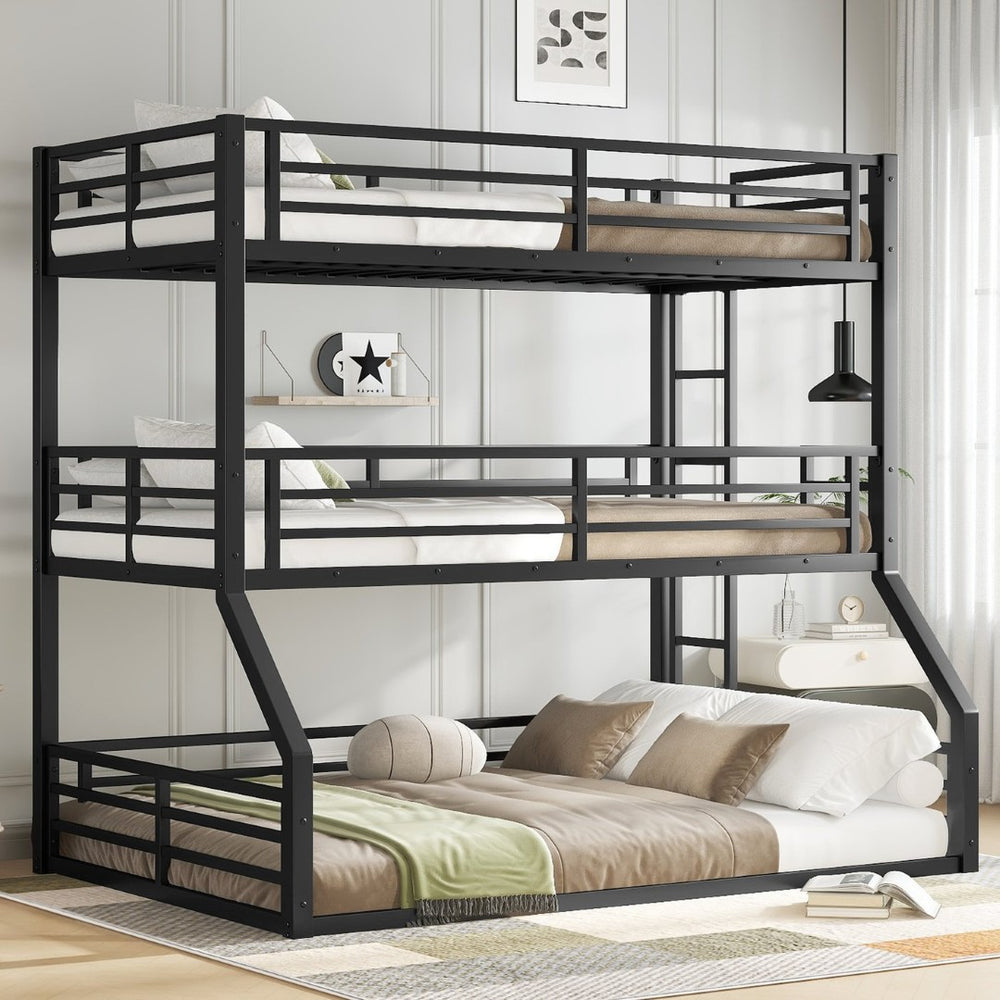 English Elm Twin Metal Triple Bunk Bed - Stylish Space-Saving Design With Safety Guardrails & Noise Reduction Features W1580S00169-GIGA
