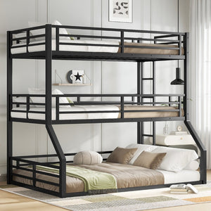 English Elm Twin Metal Triple Bunk Bed - Stylish Space-Saving Design With Safety Guardrails & Noise Reduction Features W1580S00169-GIGA