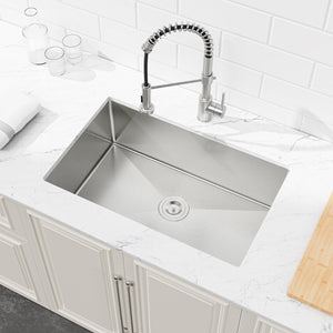 English Elm Stainless Handmade Single Bowl Kitchen Sink Brushed Nickel Undermount Drop in 33 Inch T3177P370634