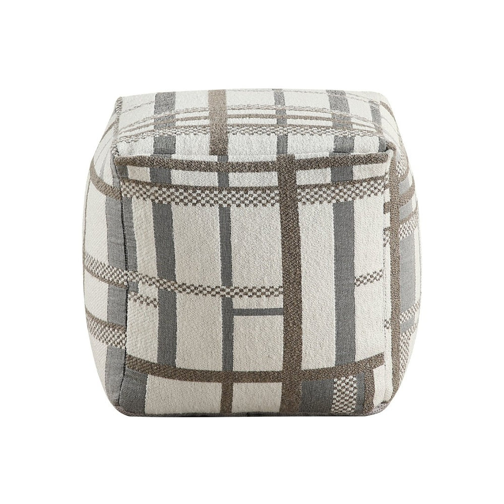 English Elm Square Pouf - Multi-Color Jacquard Ottoman For Versatile Seating, Non-Slip Design, Modern Accent Piece B011P251651-GIGA