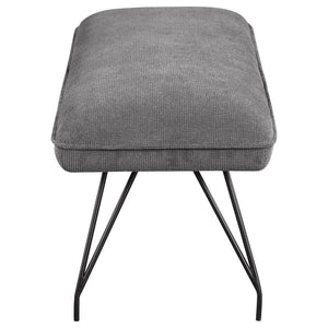 English Elm Kailea Grey Upholstered Dining Bench with Foam Comfort, Vintage Hairpin Legs for Small Spaces B062P299823