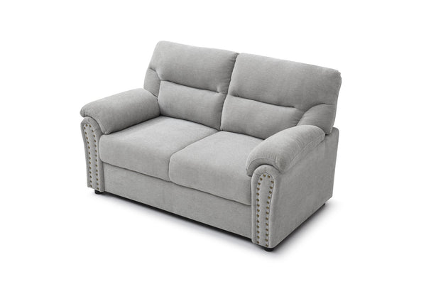 English Elm Hamilton Love Seat with Chenille Upholstery, Nailhead Trim and Pillow Arms for Classic Comfort Gray 33 L x 61 W x 23 H B078P349534