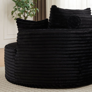 English Elm 50"l Corduroy Oversized Sleeper Chair with Neck Pillow Support for Lounge or Bedroom Black W834P405865