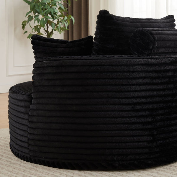English Elm 50"l Corduroy Oversized Sleeper Chair with Neck Pillow Support for Lounge or Bedroom Black W834P405865