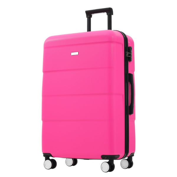 English Elm 6 Piece Hardshell Abs Travel Set with Spinner Wheels Combination Lock and Toiletry Bag Pink N732P391314H
